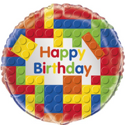 Happy Birthday (Lego) Bricks Foil Helium Balloon 18"